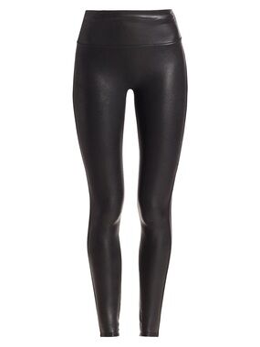 SPANX 'SPANXshape Faux Leather Petite Leggings' in Black